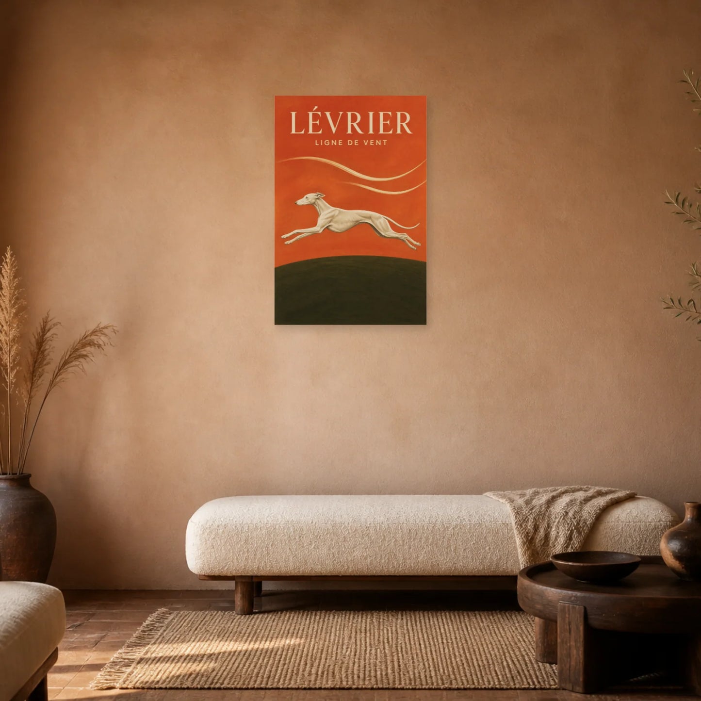 Affiche Lévrier – Ligne de Vent dans une chambre - Art Virtuoso