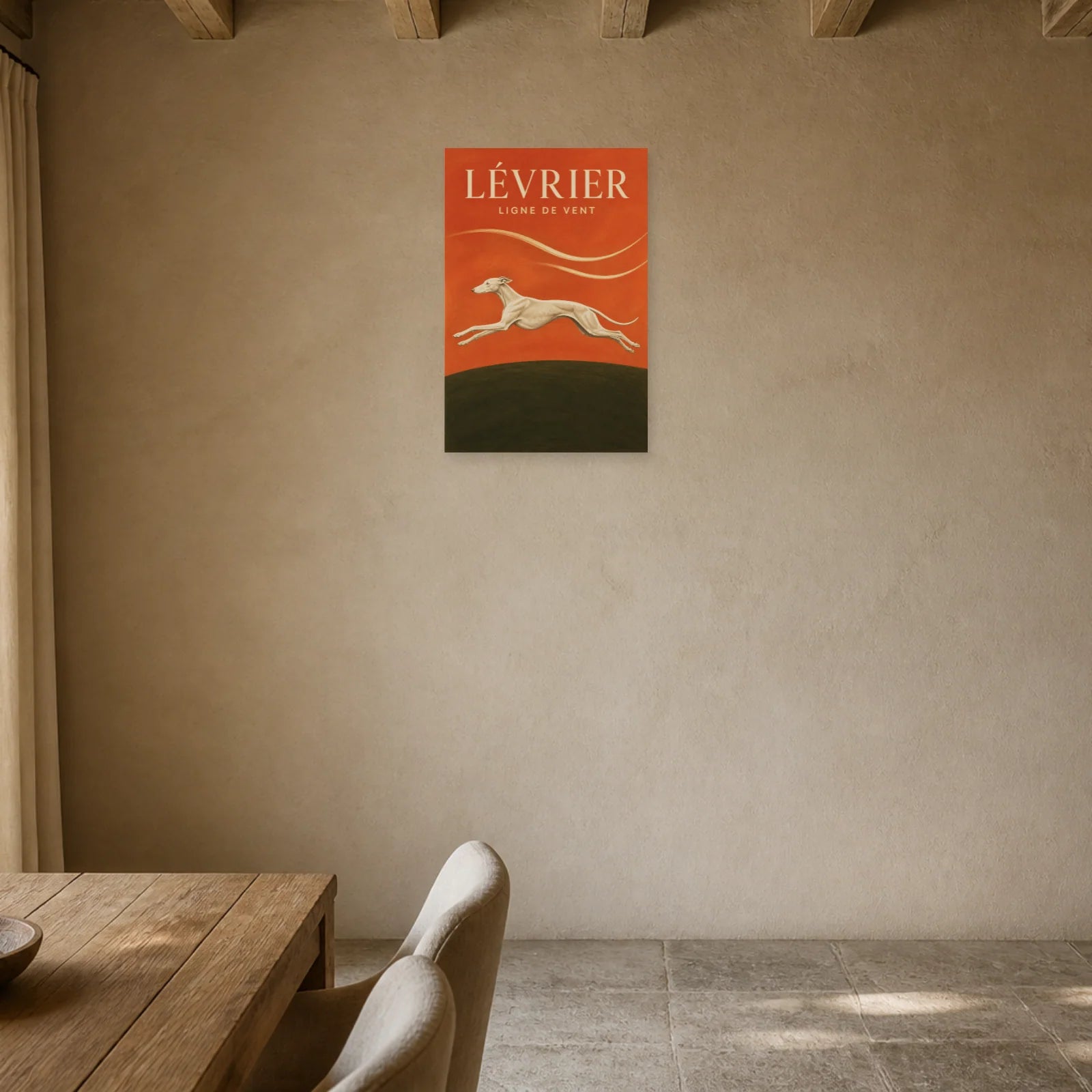 Affiche Lévrier – Ligne de Vent dans une entrée ou un couloir - Art Virtuoso