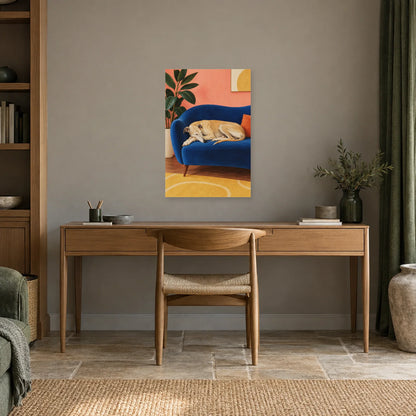 Affiche Lévrier - Salon rose dans un bureau - Art Virtuoso