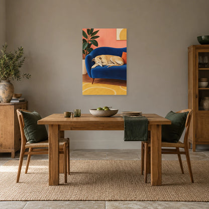 Affiche Lévrier - Salon rose dans une salle à manger - Art Virtuoso