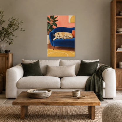 Affiche Lévrier - Salon rose dans un salon - Art Virtuoso