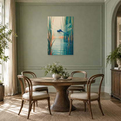 Affiche Libellule – Reflet d’étang dans une salle à manger - Art Virtuoso