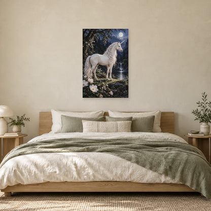 Affiche licorne dans une clairière lunaire dans une chambre - Art Virtuoso