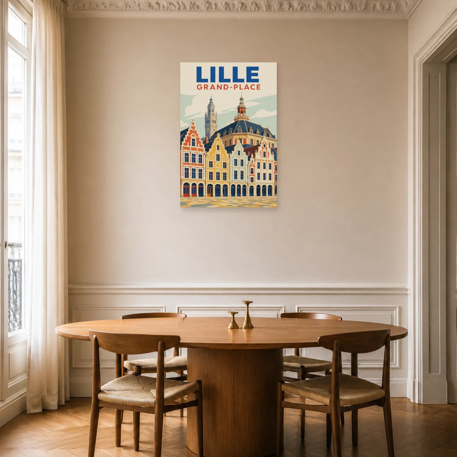 Affiche Lille – Grand-Place dans une salle à manger - Art Virtuoso