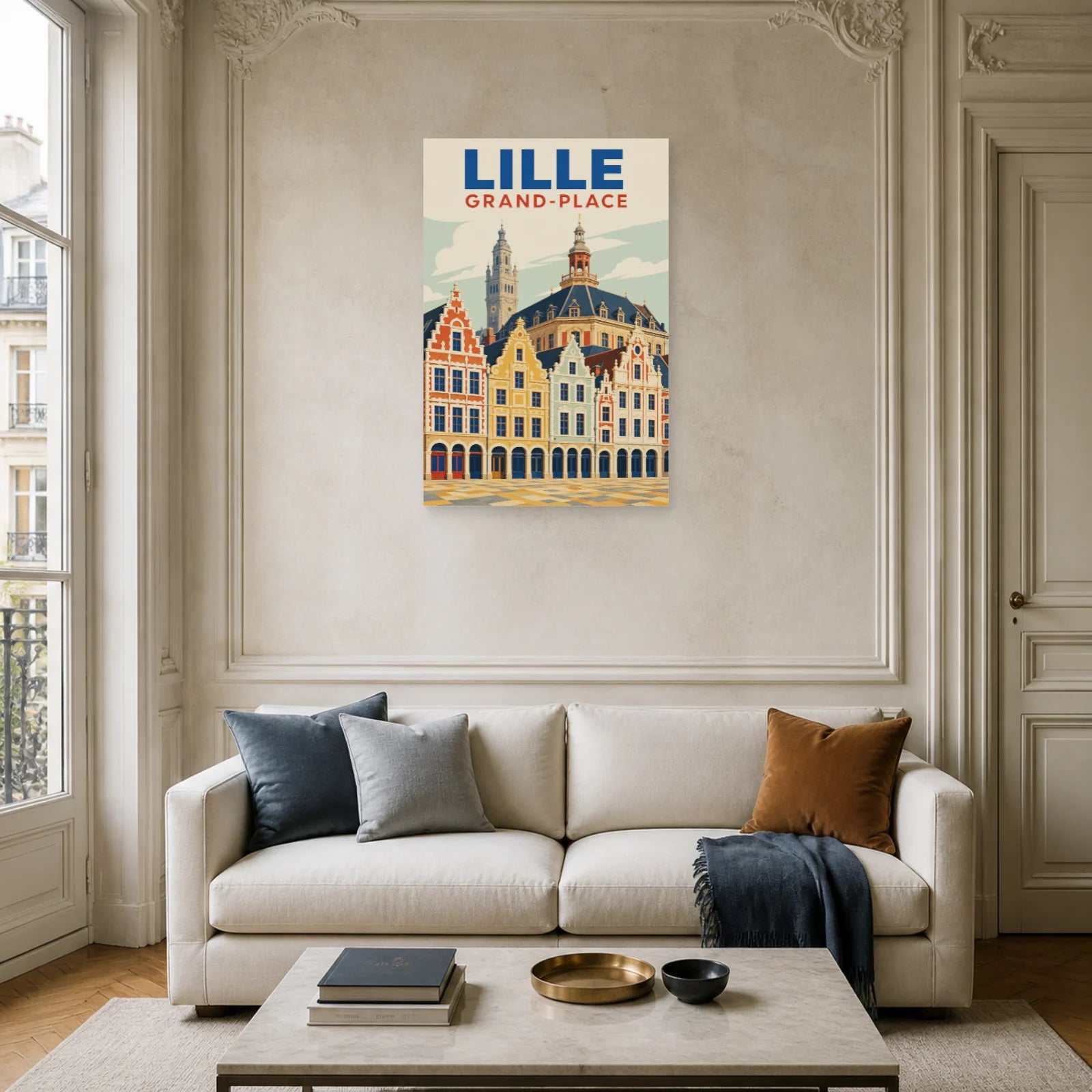 Affiche Lille – Grand-Place dans un salon - Art Virtuoso
