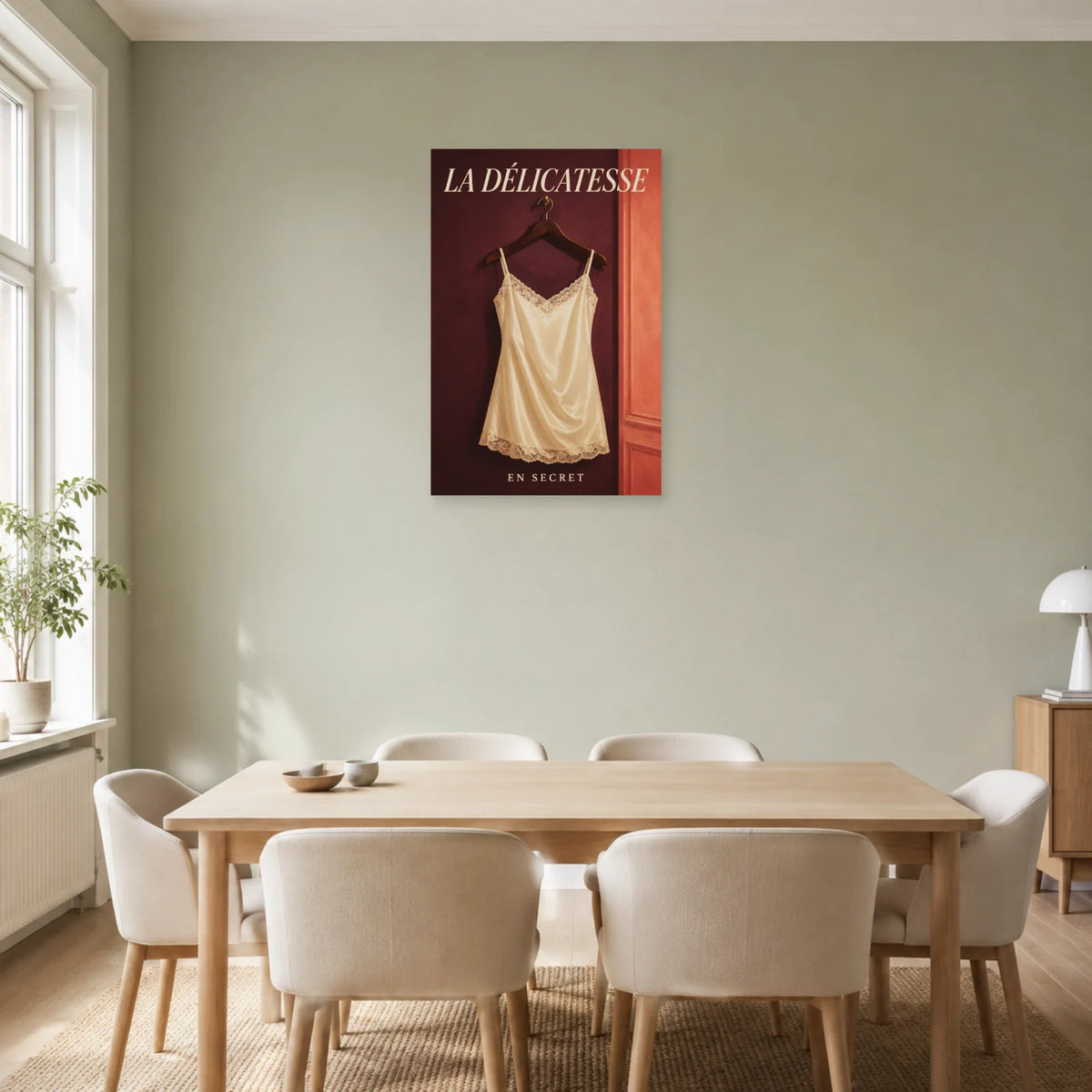 Affiche Lingerie rétro, la délicatesse en secret dans une salle à manger - Art Virtuoso