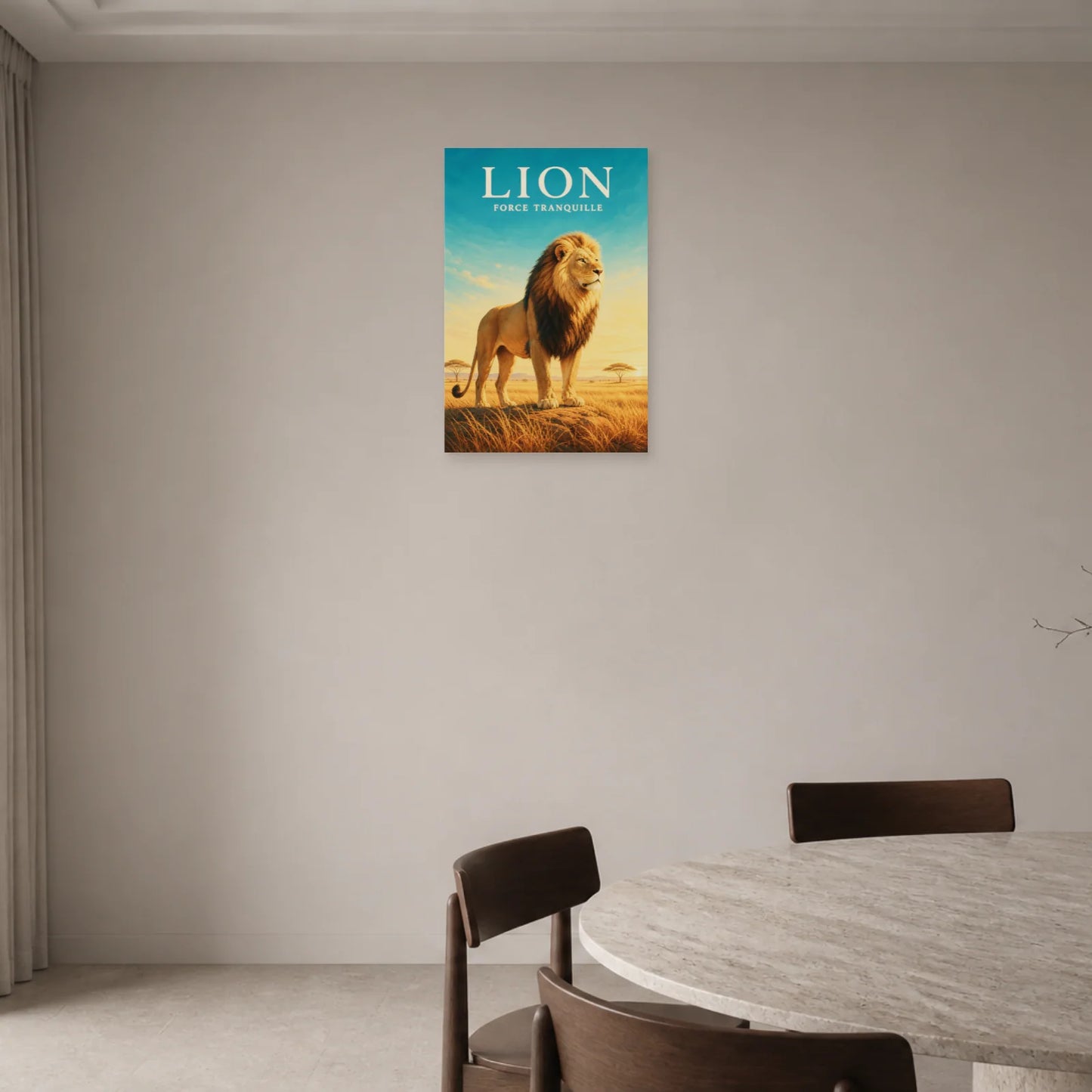 Affiche Lion – Force Tranquille dans une entrée ou un couloir - Art Virtuoso