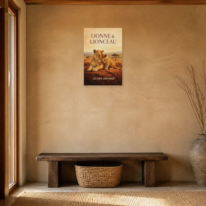 Affiche Lionne et lionceau, le lien sauvage dans une entrée ou un couloir - Art Virtuoso