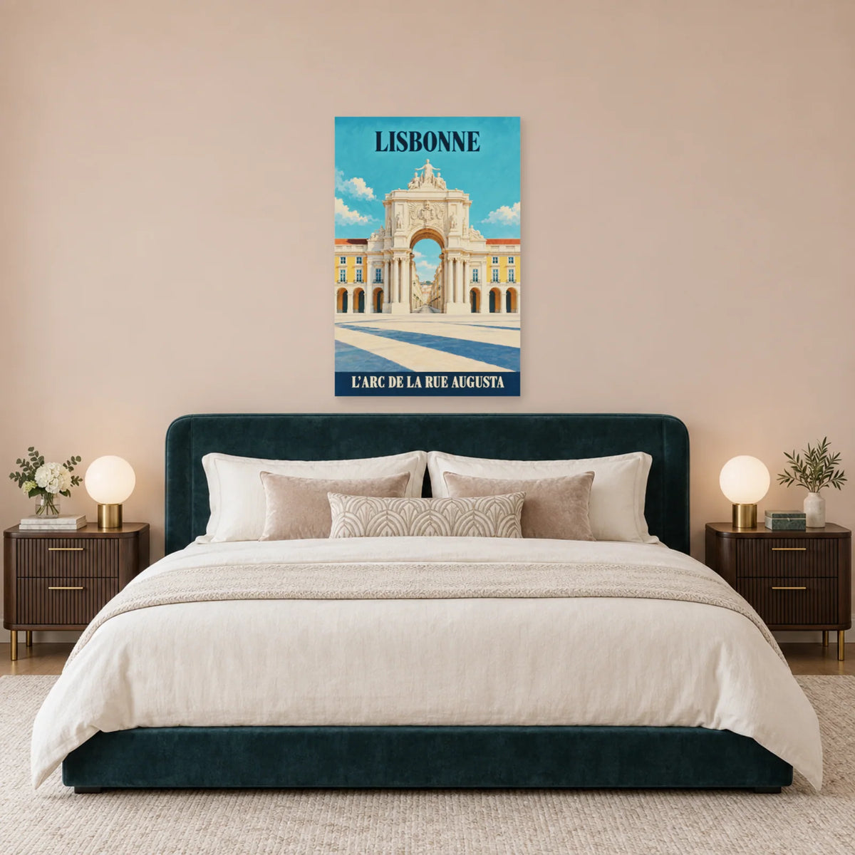 Affiche Lisbonne - L’arc de la rue Augusta dans une chambre - Art Virtuoso