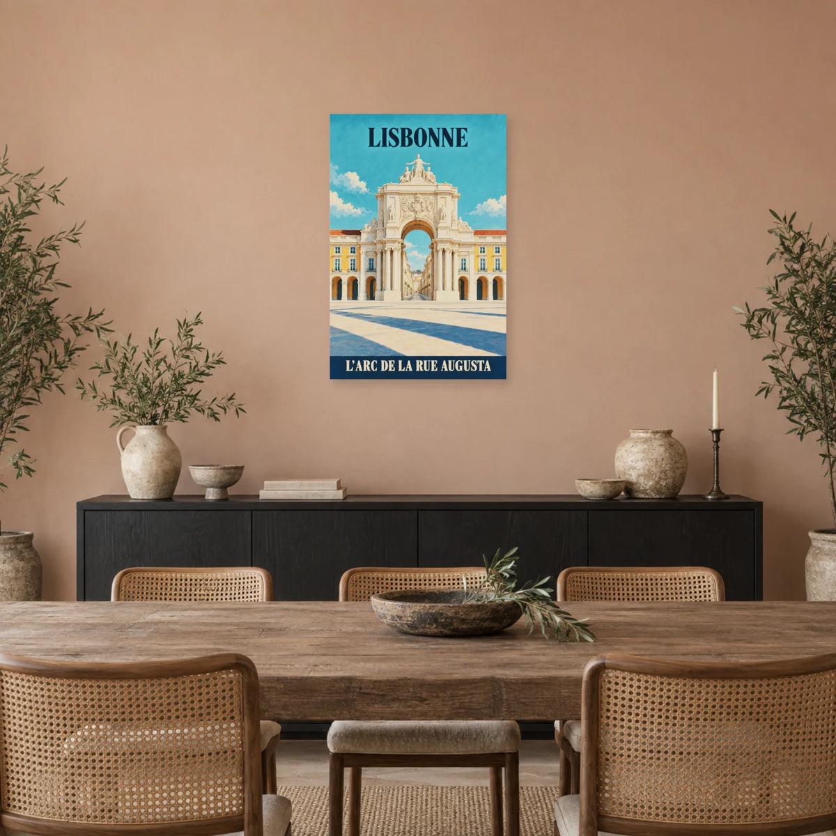 Affiche Lisbonne - L’arc de la rue Augusta dans une salle à manger - Art Virtuoso