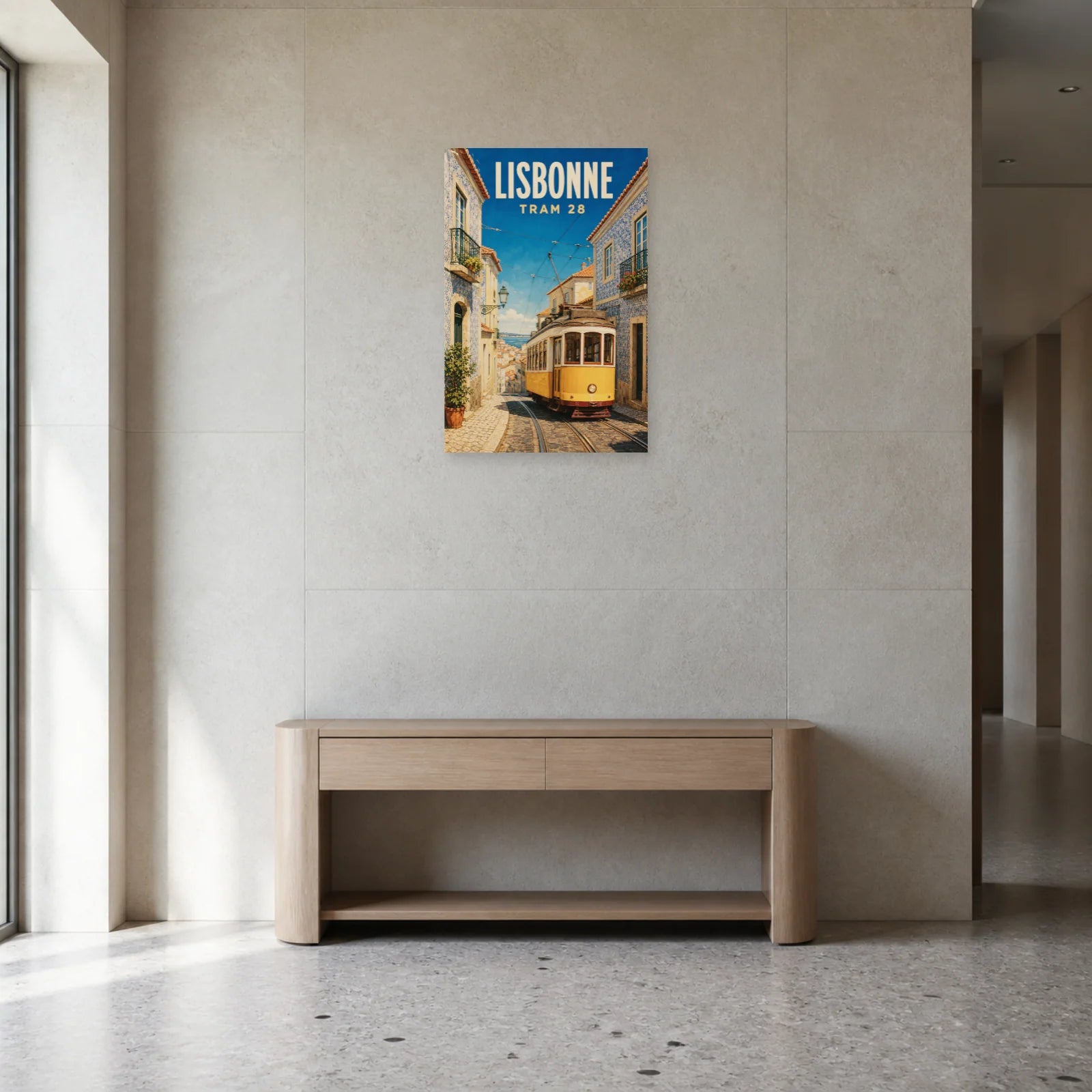 Affiche Lisbonne – Tram 28 dans une entrée ou un couloir - Art Virtuoso