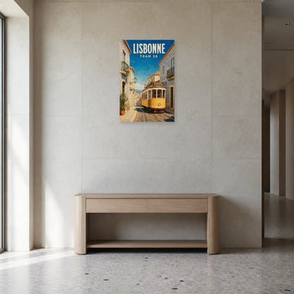 Affiche Lisbonne – Tram 28 dans une entrée ou un couloir - Art Virtuoso
