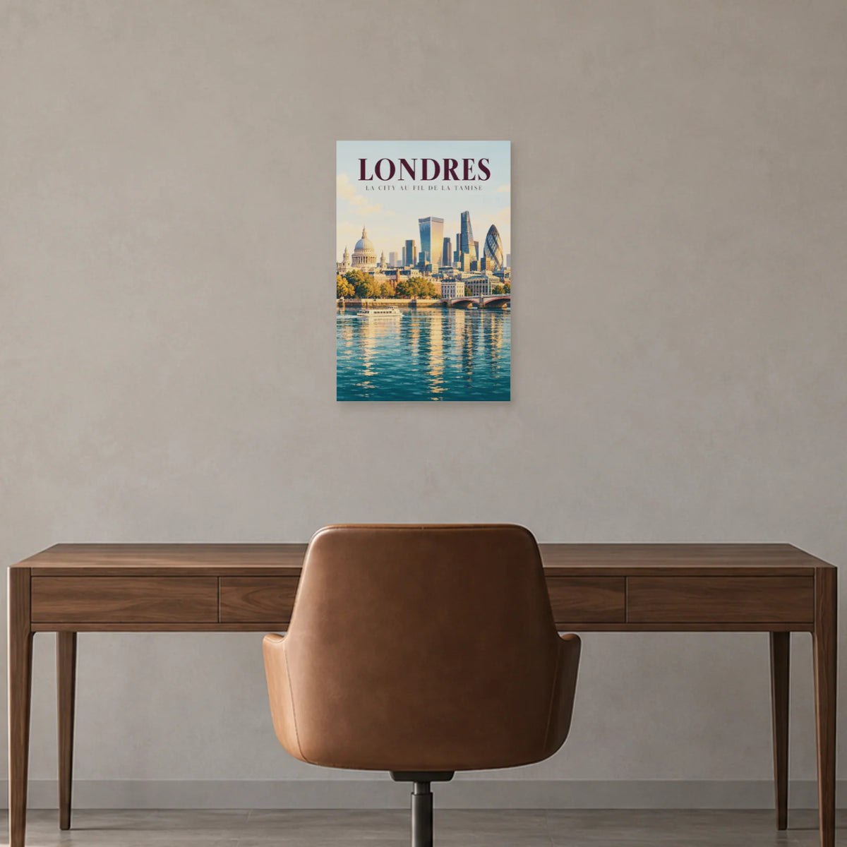 Affiche Londres City et rives de la Tamise dans un bureau - Art Virtuoso