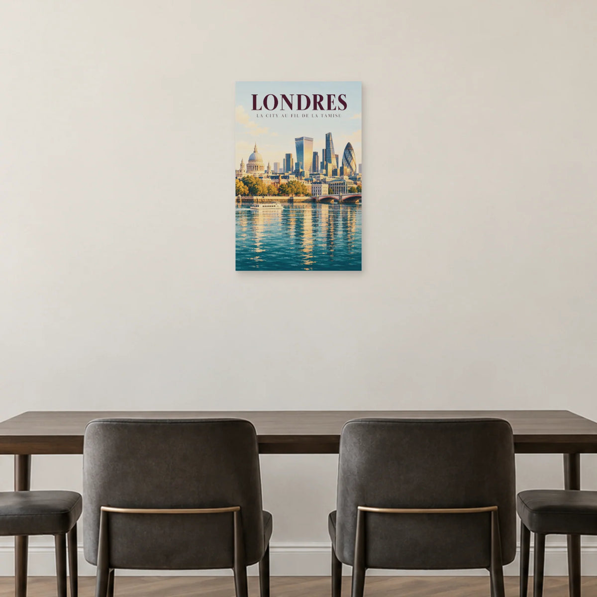 Affiche Londres City et rives de la Tamise dans une salle à manger - Art Virtuoso
