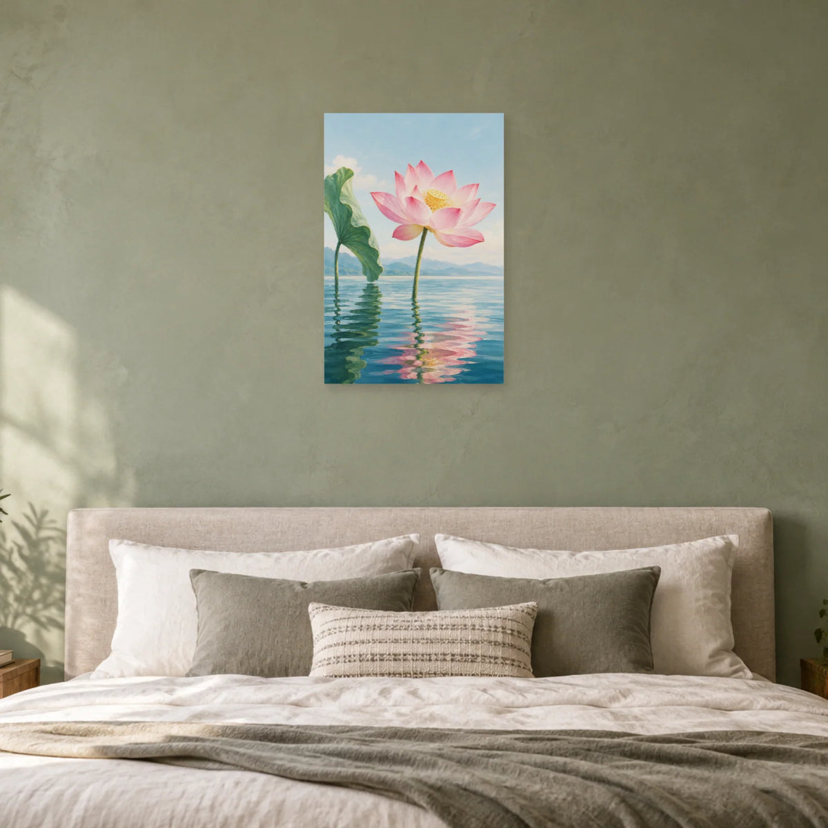 Affiche Lotus rose - Eau silencieuse dans une chambre - Art Virtuoso