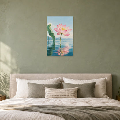 Affiche Lotus rose - Eau silencieuse dans une chambre - Art Virtuoso