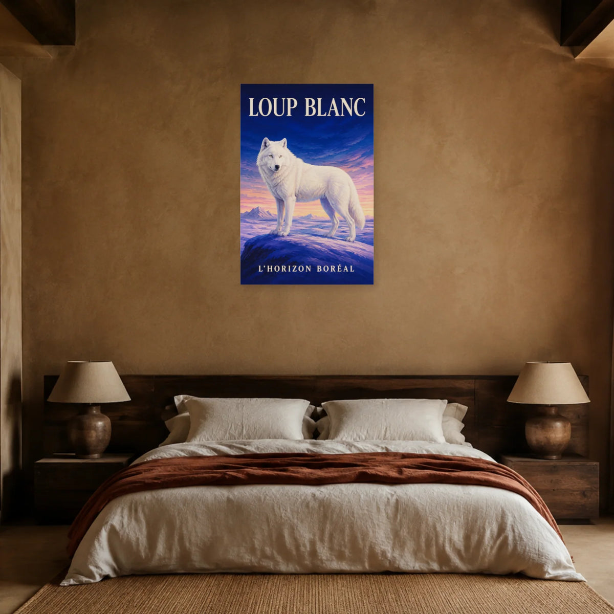 Affiche Loup blanc, l’horizon boréal dans une chambre - Art Virtuoso
