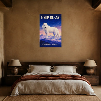 Affiche Loup blanc, l’horizon boréal dans une chambre - Art Virtuoso