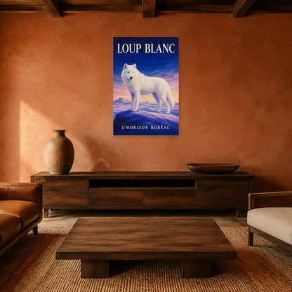 Affiche Loup blanc, l’horizon boréal dans un salon - Art Virtuoso