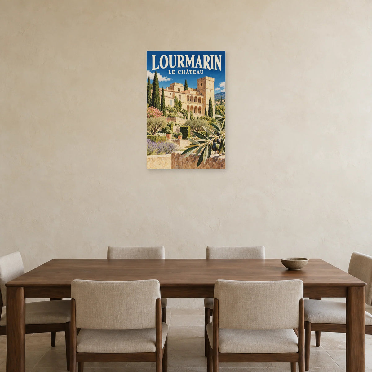 Affiche Lourmarin Château et jardin dans une salle à manger - Art Virtuoso
