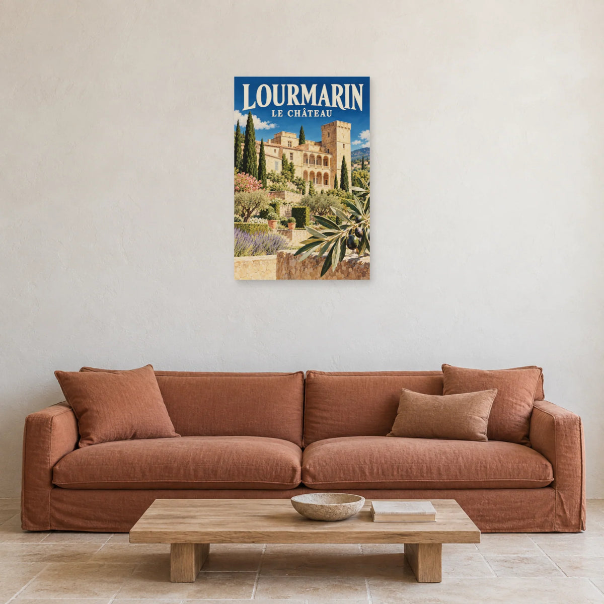Affiche Lourmarin Château et jardin dans un salon - Art Virtuoso