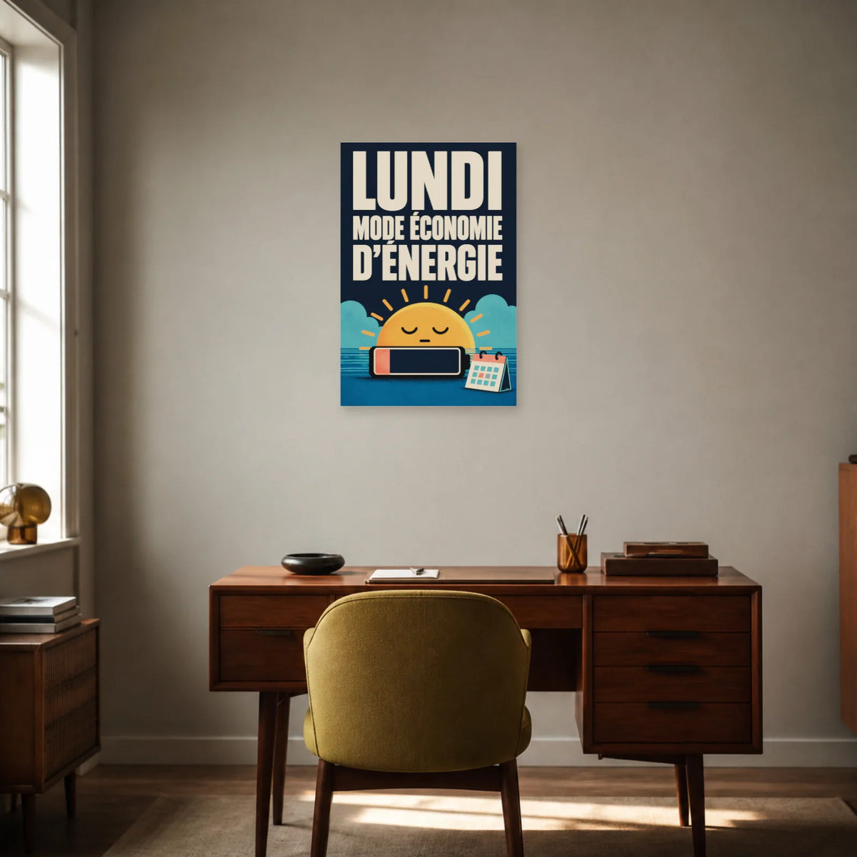 Affiche Lundi – Mode économie d’énergie dans un bureau - Art Virtuoso