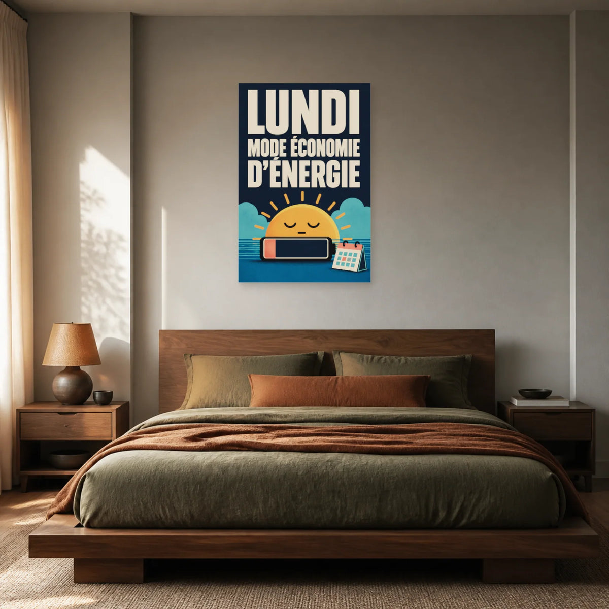 Affiche Lundi – Mode économie d’énergie dans une chambre - Art Virtuoso