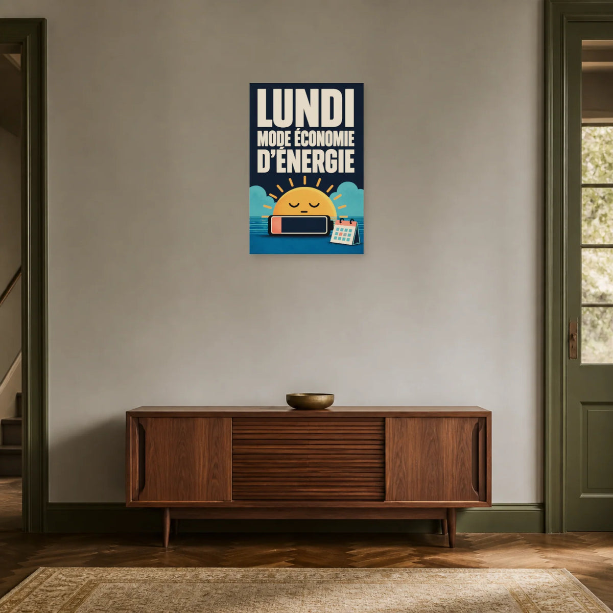 Affiche Lundi – Mode économie d’énergie dans une entrée ou un couloir - Art Virtuoso