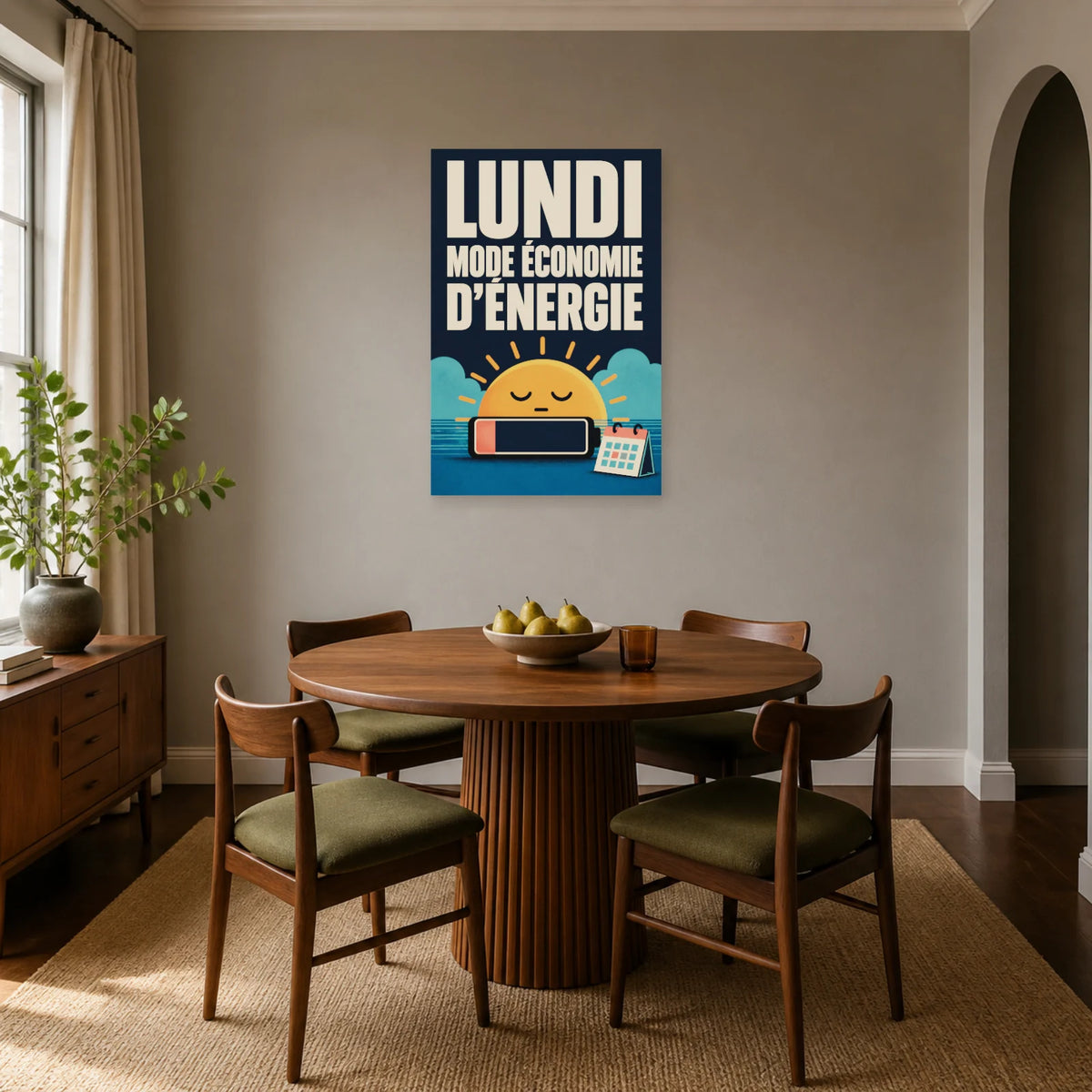 Affiche Lundi – Mode économie d’énergie dans une salle à manger - Art Virtuoso
