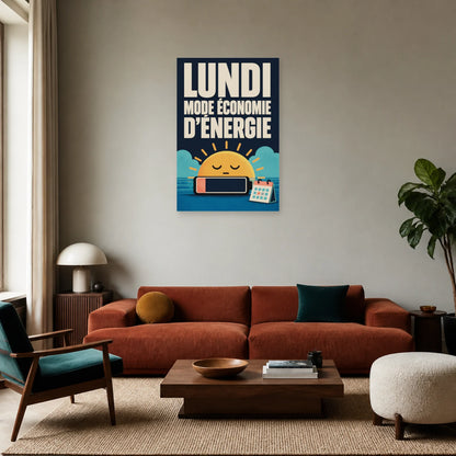 Affiche Lundi – Mode économie d’énergie dans un salon - Art Virtuoso