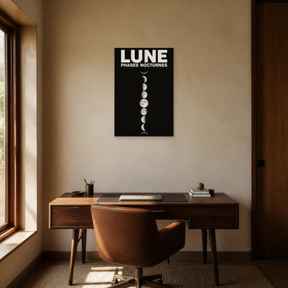Affiche Lune – Phases Nocturnes dans un bureau - Art Virtuoso