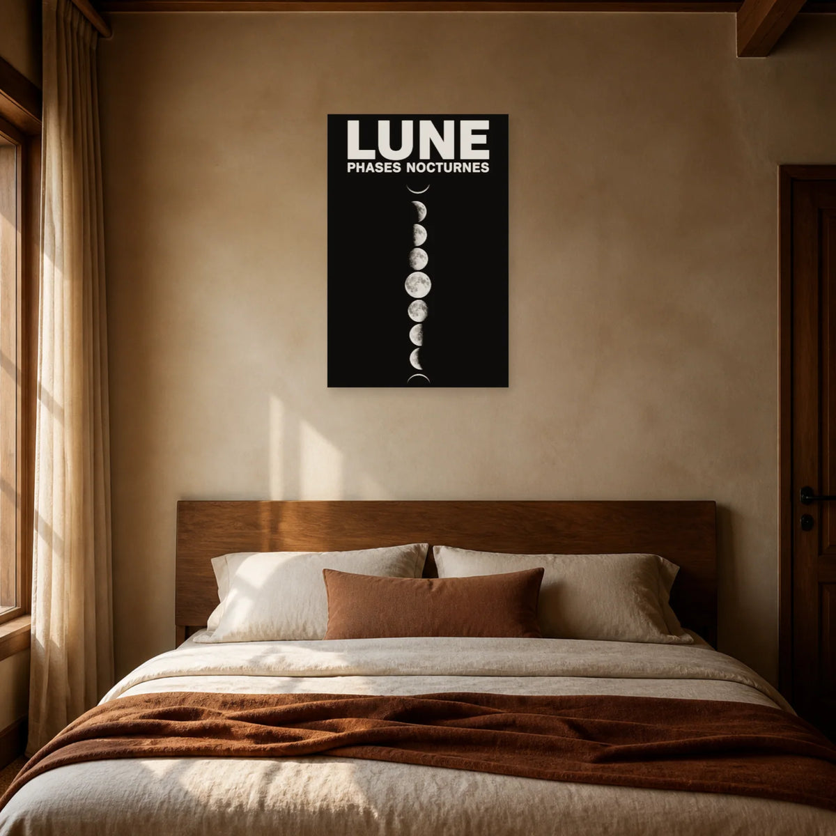 Affiche Lune – Phases Nocturnes dans une chambre - Art Virtuoso