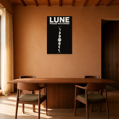 Affiche Lune – Phases Nocturnes dans une salle à manger - Art Virtuoso