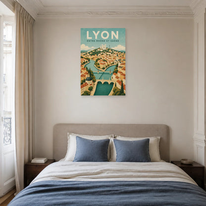 Affiche Lyon – Entre Rhône et Saône dans une chambre - Art Virtuoso