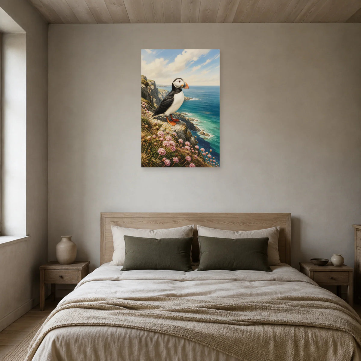 Affiche Macareux sur une falaise de Bretagne dans une chambre - Art Virtuoso