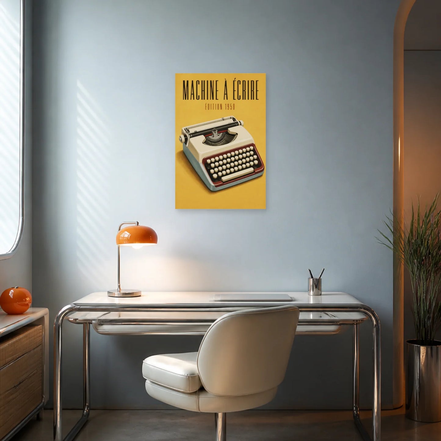 Affiche Machine à Écrire – Édition 1958 dans un bureau - Art Virtuoso