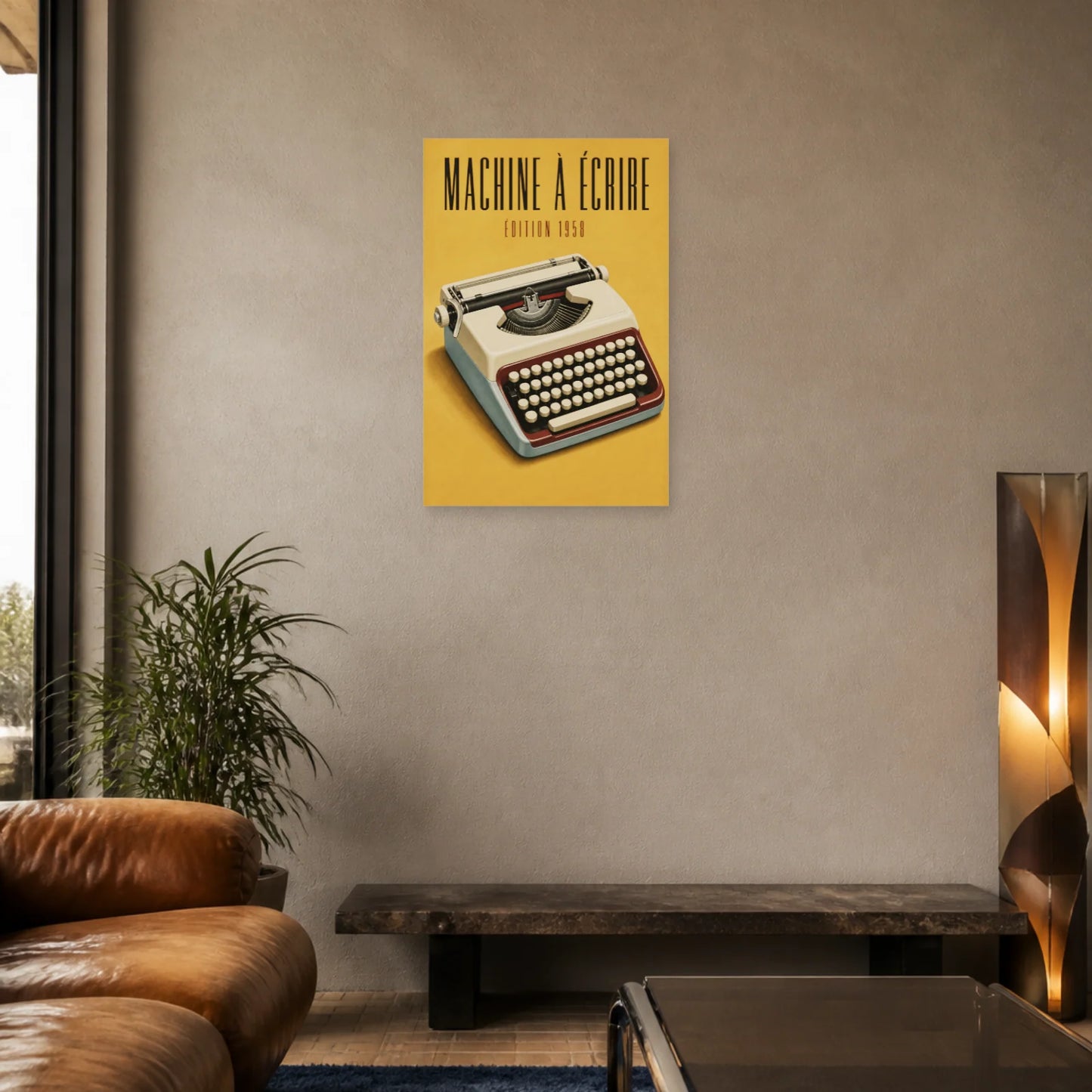 Affiche Machine à Écrire – Édition 1958 dans un salon - Art Virtuoso