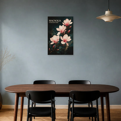 Affiche Magnolia – Floraison Rose dans une salle à manger - Art Virtuoso