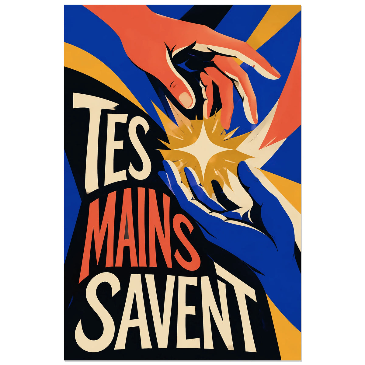 Affiche graphique Tes mains savent, format 60 × 90 cm
