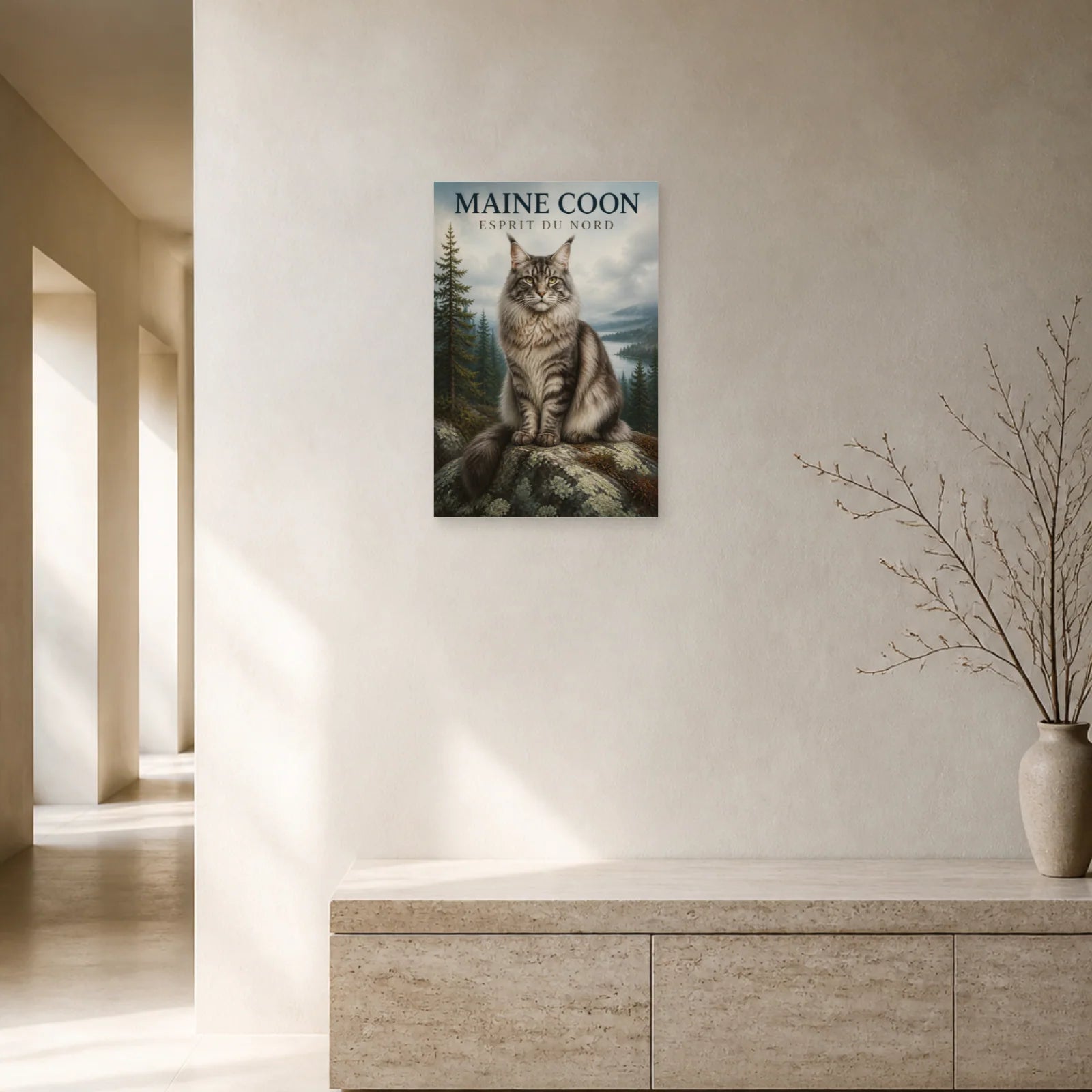 Affiche Maine Coon – Esprit du Nord dans un bureau - Art Virtuoso