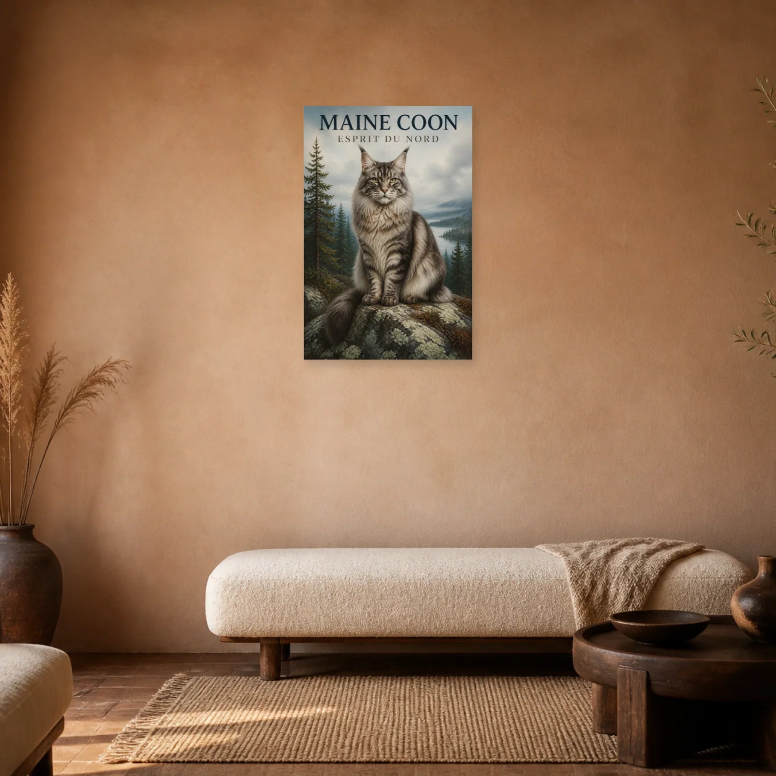 Affiche Maine Coon – Esprit du Nord dans une chambre - Art Virtuoso