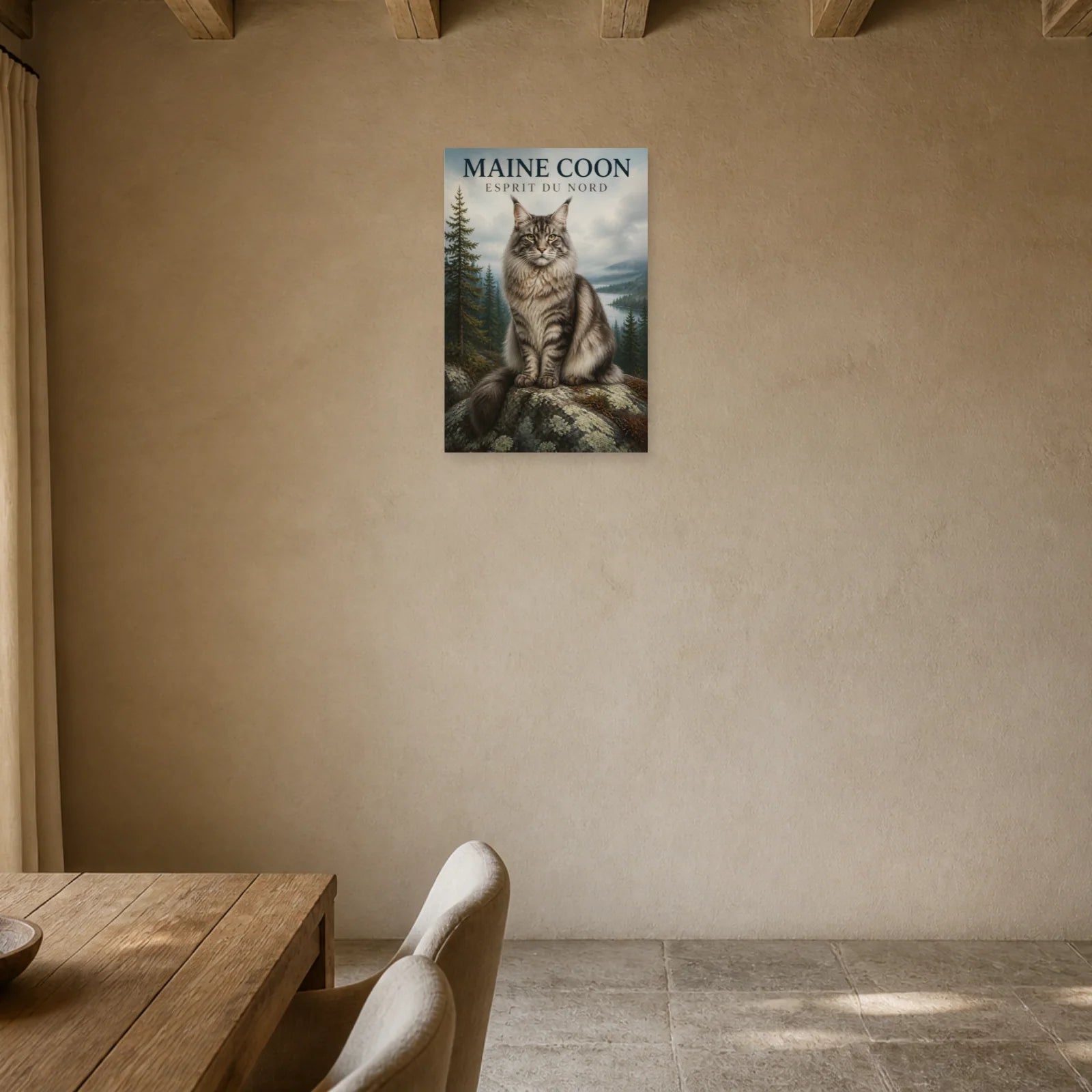 Affiche Maine Coon – Esprit du Nord dans une entrée ou un couloir - Art Virtuoso