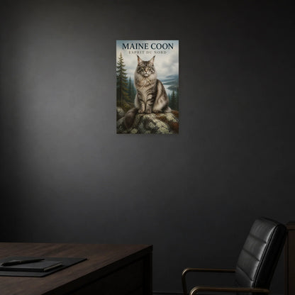 Affiche Maine Coon – Esprit du Nord dans une salle à manger - Art Virtuoso