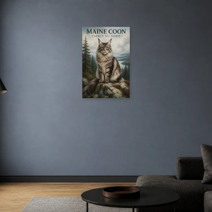 Affiche Maine Coon – Esprit du Nord dans un salon - Art Virtuoso