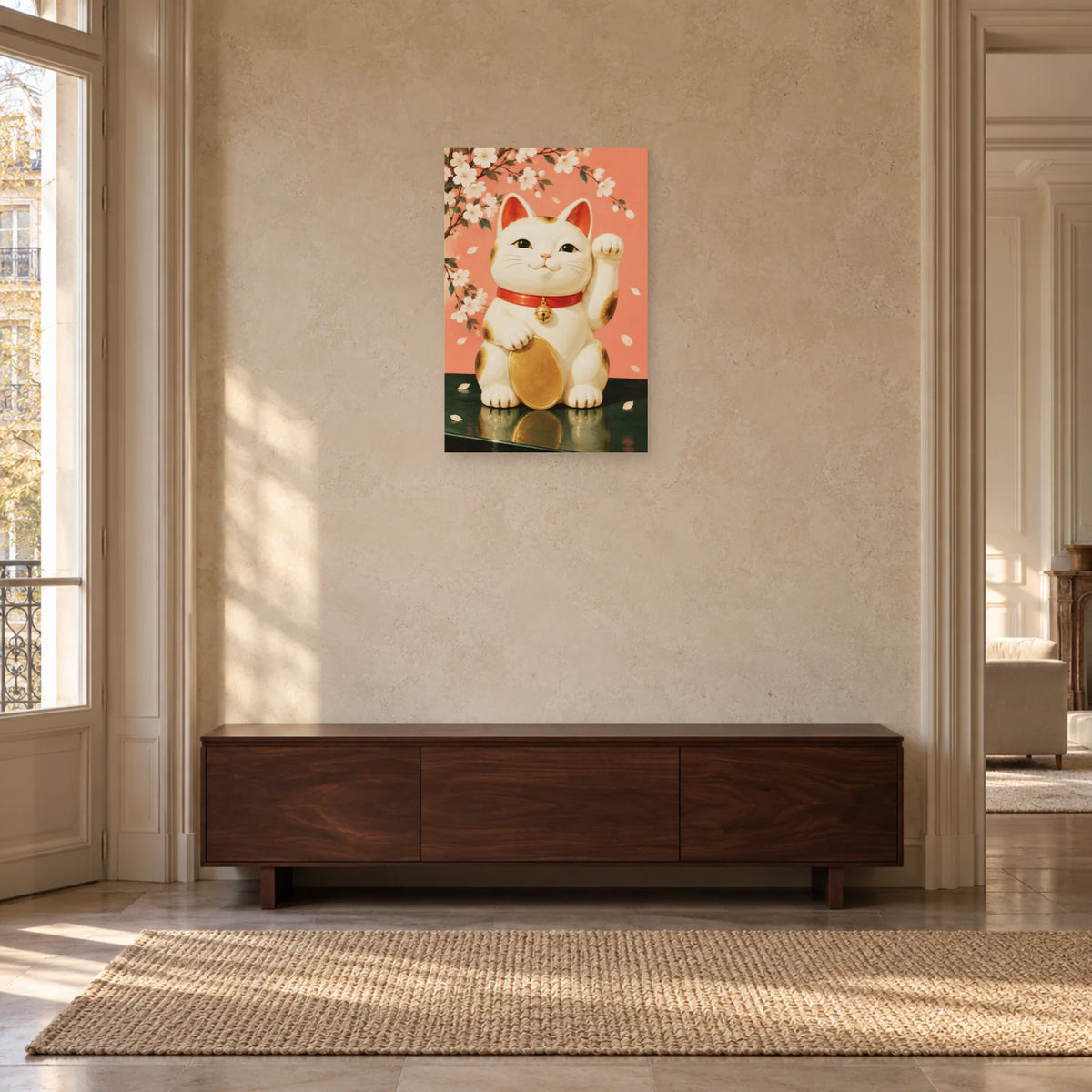 Affiche Maneki-neko - Porte-bonheur dans une entrée ou un couloir - Art Virtuoso