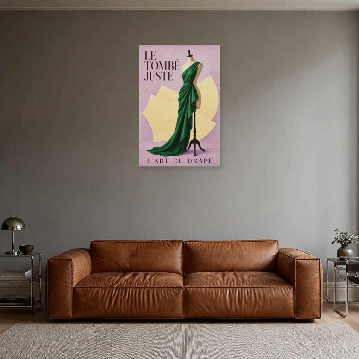 Affiche Mannequin de couture, le tombé juste dans un salon - Art Virtuoso