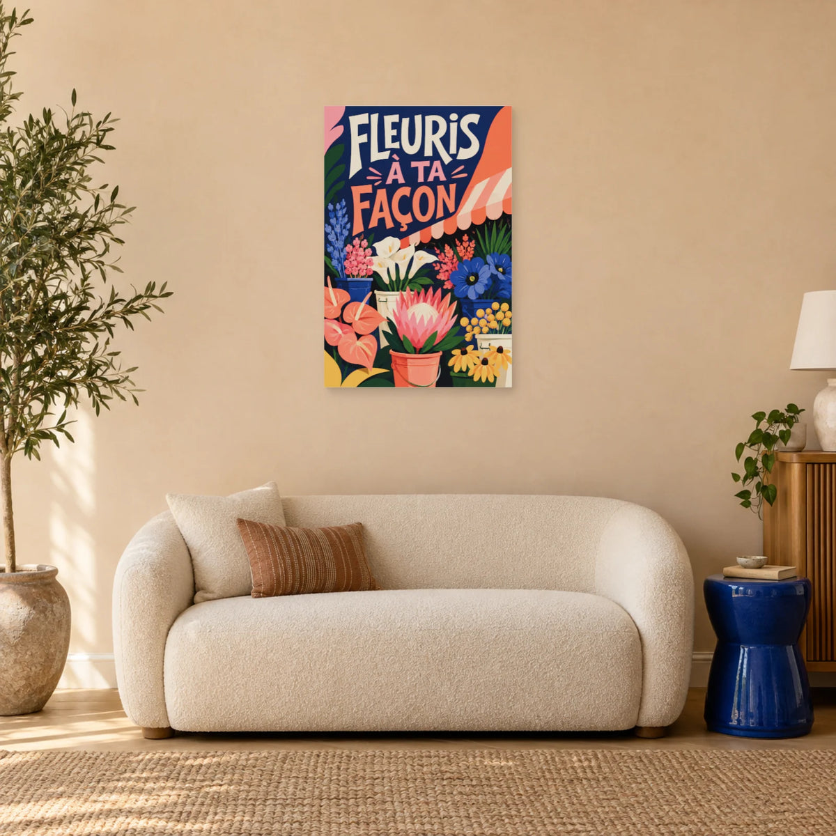 Affiche marché aux fleurs – Fleuris à ta façon dans un salon - Art Virtuoso