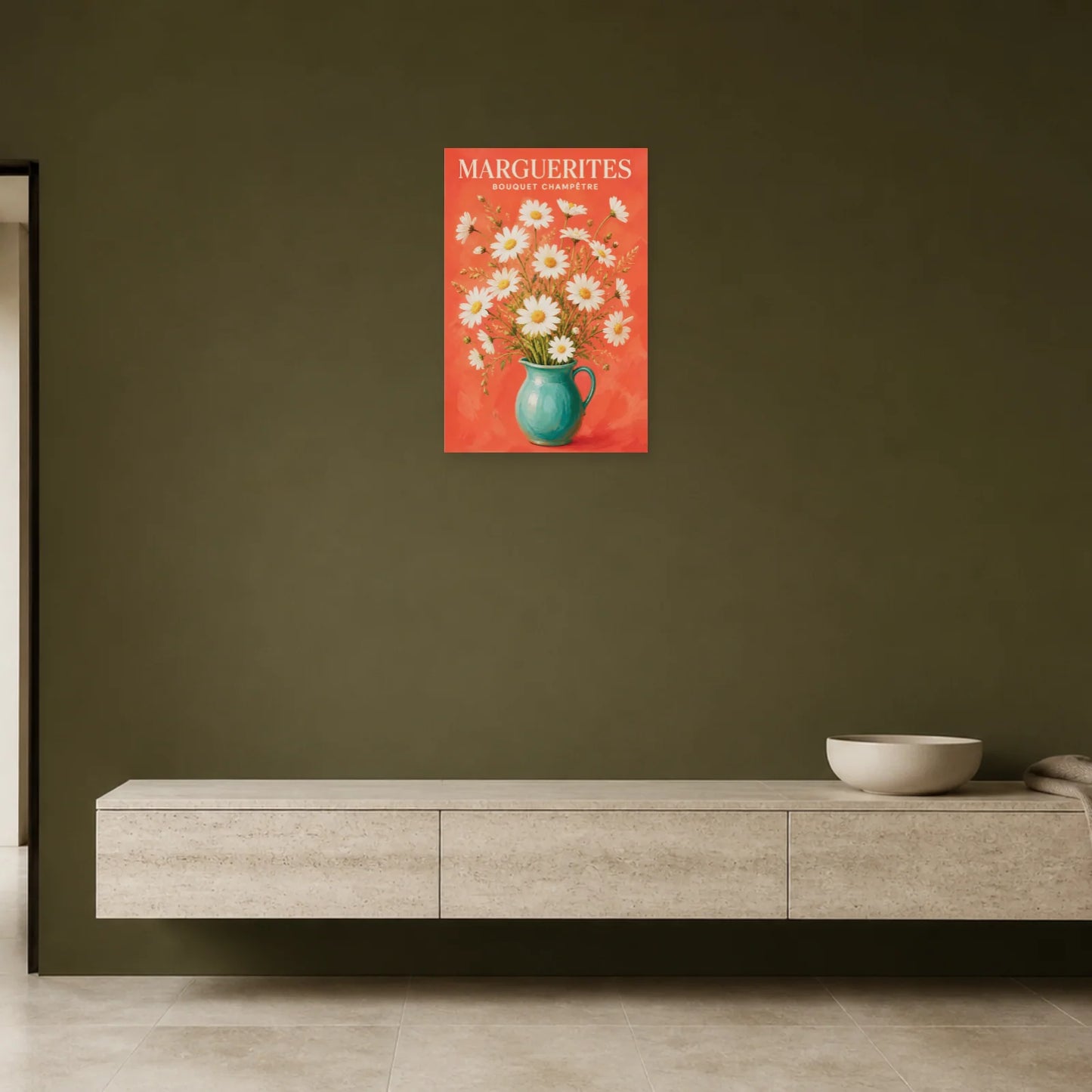 Affiche Marguerites – Bouquet Champêtre dans une entrée ou un couloir - Art Virtuoso