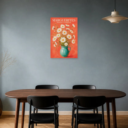 Affiche Marguerites – Bouquet Champêtre dans une salle à manger - Art Virtuoso