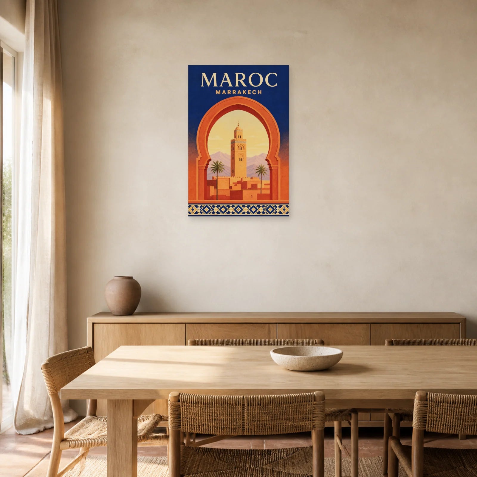 Affiche Maroc – Marrakech dans une salle à manger - Art Virtuoso